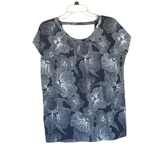 Loft blue-grey & white floral dress top